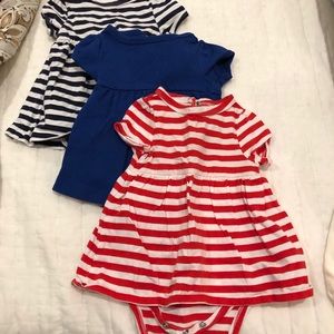 Primary Pima Cotton Dress Onesies Set of 3
